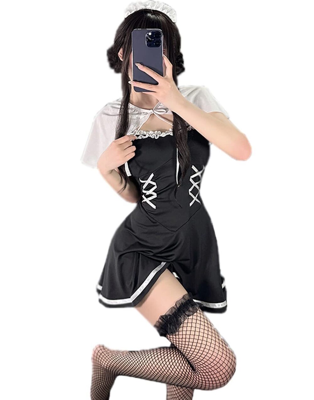 8233 Sexy Maid Lingerie French Maid Dress Wrap Lace Maid Outfit Roleplay